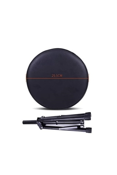 MegArya Folding Drum Stool – Adjustable Seat (Black) Portable, Comfortable, and Durable