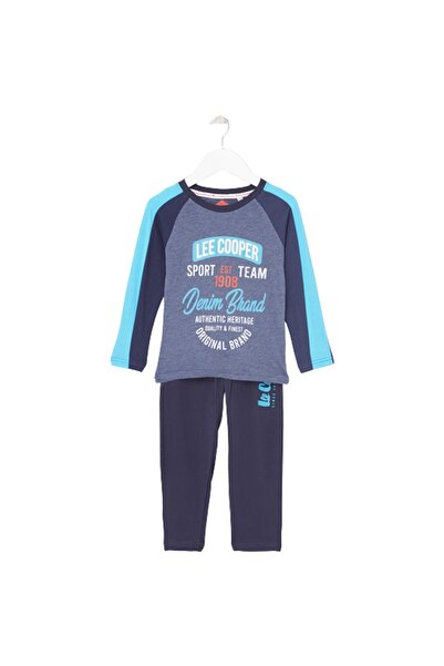 Lee Cooper Children's long-sleeved pajamas, blue, with side pockets, cotton,