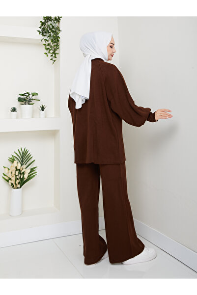 Kirazgym Women's Balloon Sleeve Steel Mesh Tunic and Pants Two-Piece Set