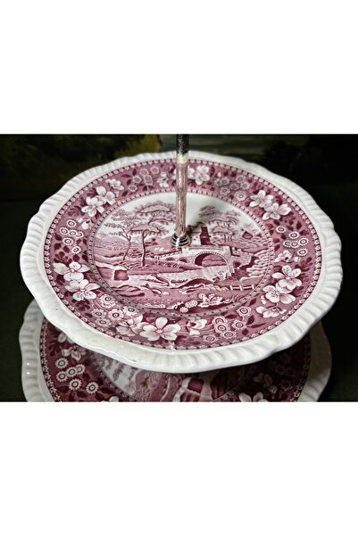 tayfuntufan antika koleksiyon English Spode Porcelain Serving Dish 35 cm Tall Large Plate 27 cm in Diameter
