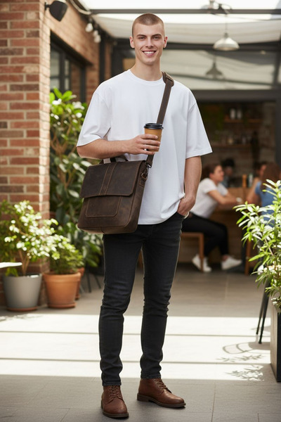 DEDE ERKEK POSTACI ÇANTASI %100 DERİ