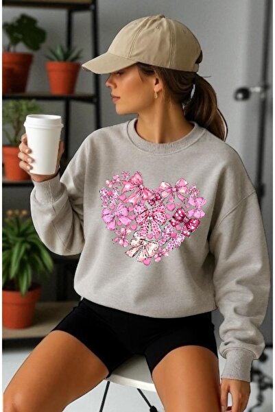 ArtYus Transfer frontal cu panglică cu inimă cu mânecă lungă unisex cu imprim...