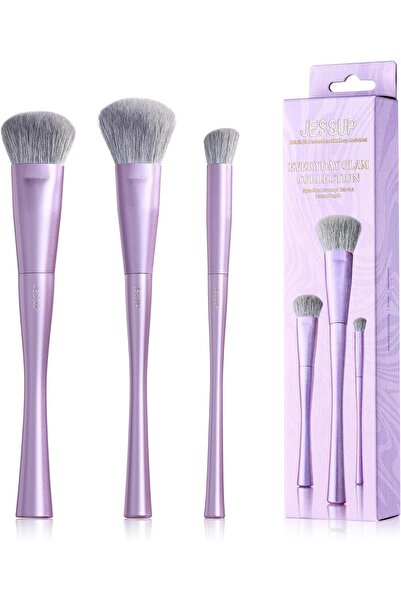 Jessup مجموعة فرش مكياج الوجه مع 3 فرش فائقة النعومة وكثيفة للأساس والكونتور والبودرة
