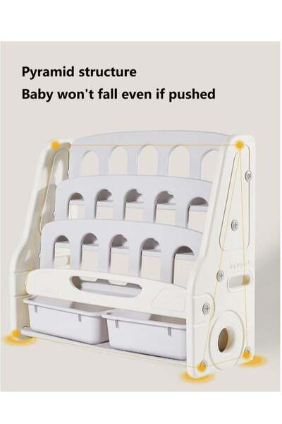 Yelajoy Kids Bookshelf,Cartoon Cubbies Reading Book Stand For Kids,Toy Storage Organizer For Kids Bedroom