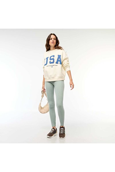 KIABI Ribbed Knit Leggings GREEN