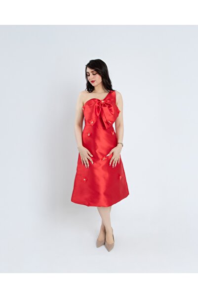 NATASHA Fashion Natasha Mikado's dress is red with a bow on the chest and uni...