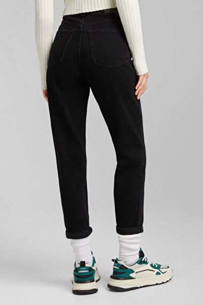 Geppetto A10404851 Black High Waist Mom Jeans Lycra Stretchy Mom Jeans