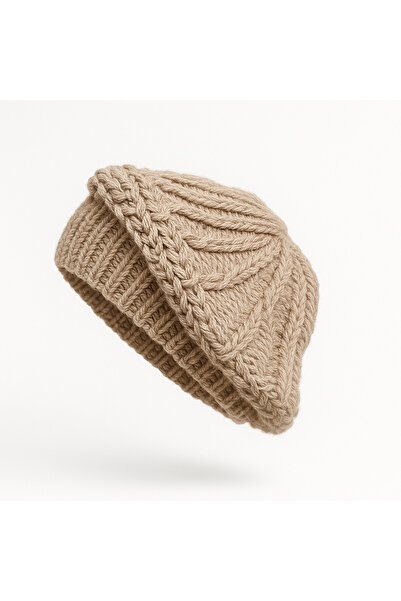 Butik Bej Ressam Model Triko Kadın Şapka Bere