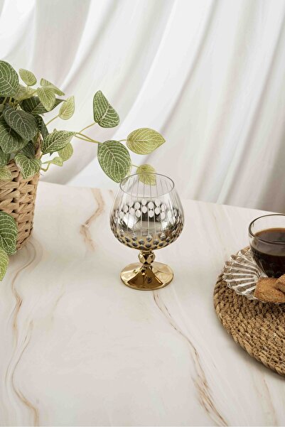 crystalhome 6 Pack Gold Damla Crystal Coffee Side 250ml