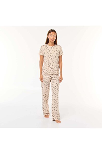 KIABI T-shirt + Pants Pajama Set - 2 pieces BROWN