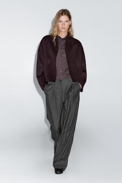 Massimo Dutti İnce çizgili geniş paça pantolon