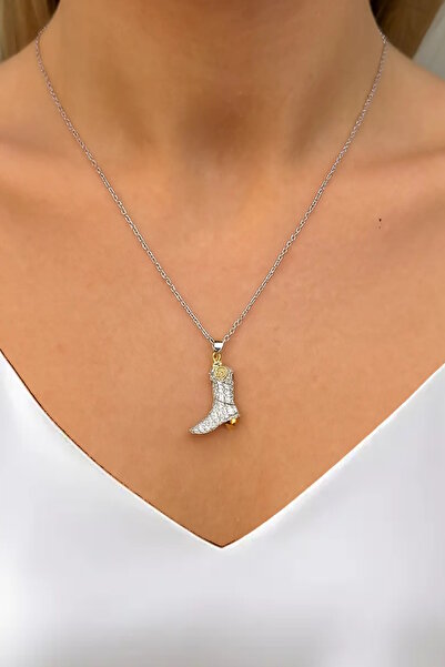 CAŞ DEKORASYON Silver Color Chiseled Steel Necklace