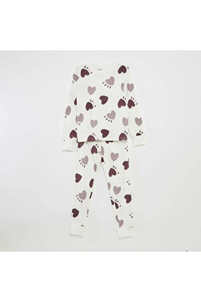 KIABI Patterned T-shirt and trousers pyjama set - 2-piece set PURPLE