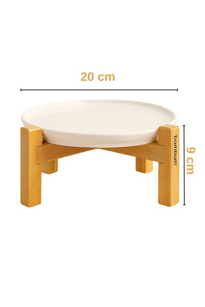 Bambum Alpina Bambu Ayaklı Seramik Sunum Tabağı 20cm, Servis Tabağı, Dekoratif Tatlı ve Kahvaltı Tabağı