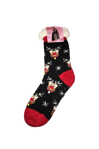 Inkastyl Sosete negre termice antiderapante Teddy fleece Rudolf, marime 38/41