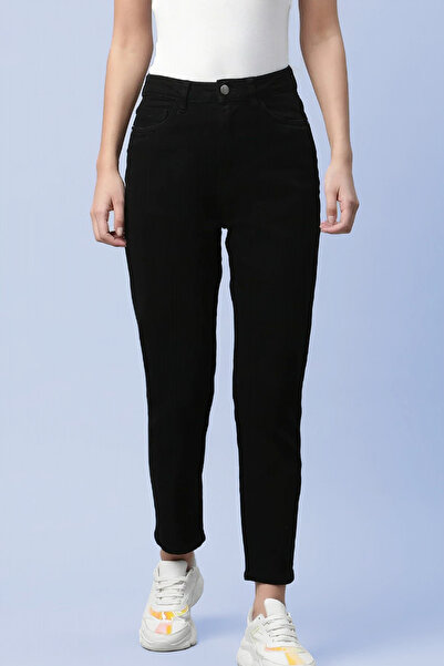 Geppetto A100054544 Women's Black High Waist Mom Lycra Jeans