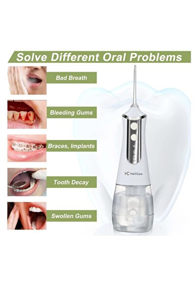 Yelajoy Portable Water Dental Flosser,With 4 Modes Scalable 5 Jet Nozzles IPX7 Water Resistance 300ML