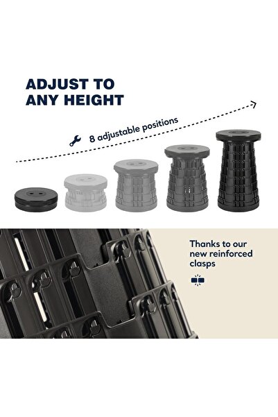 SKY TOUCH SKY-TOUCH Portable Telescopic Folding Camping Stool, Load 400lbs, Retractable Adjustable Height Coll