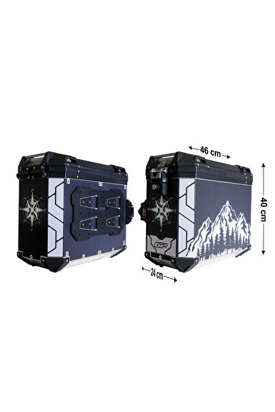 GP KOMPOZİT DSN04 Universal 40 lt x 2 Desenli Alüminyum Motosiklet Yan Çanta Seti
