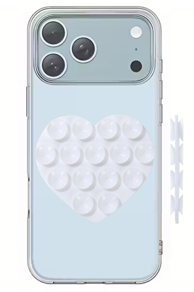 WANNA PROTECT Kalp Çift Taraflı Vakumlu Telefon Tutucu, Cep Telefonu için Sil...