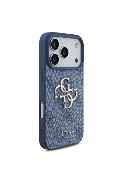 Guess Θήκη για iPhone 17 Pro, Σκληρή θήκη 4G με μεγάλο λογότυπο, Λεπτή προστασία, Συμβατή, Μπλε