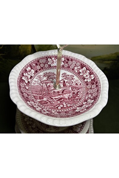 tayfuntufan antika koleksiyon English Spode Porcelain Serving Dish 35 cm Tall Large Plate 27 cm in Diameter