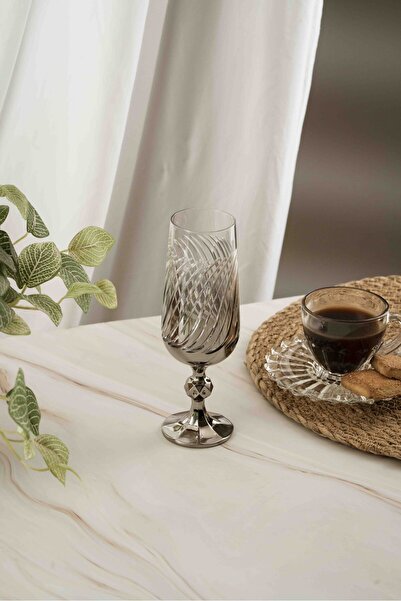 crystalhome 6-Pack Silver Meltem Crystal Coffee Side Dish 180ml