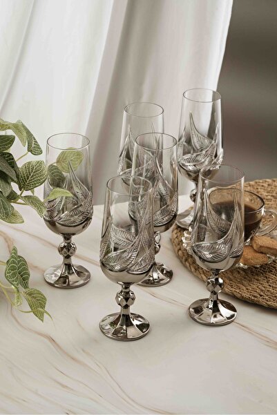 crystalhome 6-Piece Silver Leaf Crystal Coffee Side Dish 180ml