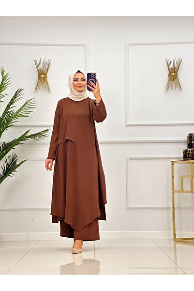 Valens Butik Asymmetrical Cut Tunic Pants Hijab Set Masal