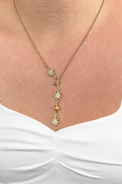 CAŞ DEKORASYON Gold Color Star Steel Necklace
