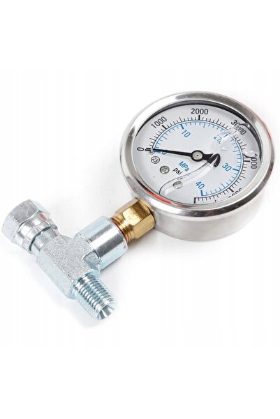 Rosfix Linear Pressure Gauge with 1/4" Tee | 0–40 MPa, Glycerin, Ø56 mm, Stainless Steel