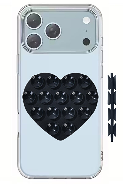 WANNA PROTECT Kalp Çift Taraflı Vakumlu Telefon Tutucu, Cep Telefonu için Sil...