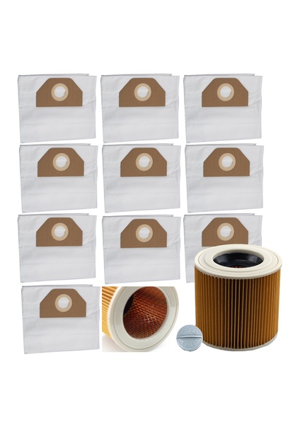 Rosfix Set 10 Saci + Filtru Întărit | Compatibil cu Aspirator Kärcher WD2–WD3