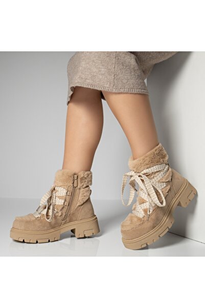 Modlet.ro Ghete cu șireturi și fermoar pentru femei, kaki, MOD12274