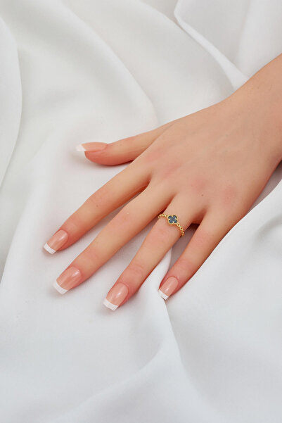 Bilezikci Siyah Taşlı Yonca 14 Ayar Altın Takı Seti