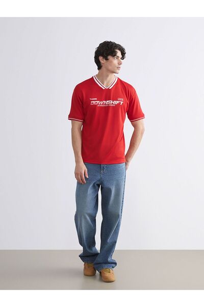 LC Waikiki Xside V-Neck Printed Combed Cotton Men's T-Shirt