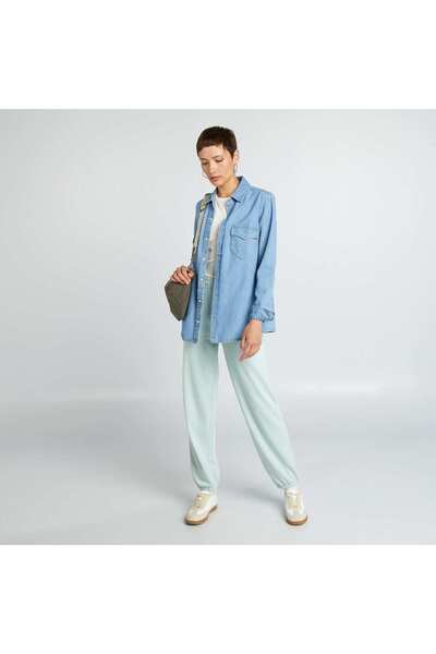 KIABI Wide-leg plain joggers GREEN