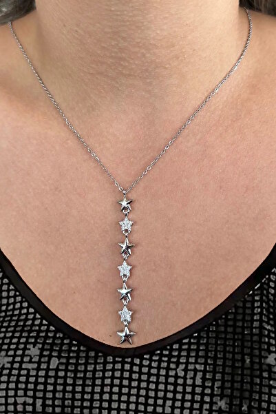 CAŞ DEKORASYON Silver Color Star Steel Necklace