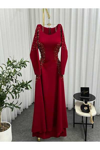 NALA FASHION Red embroidered evening dress