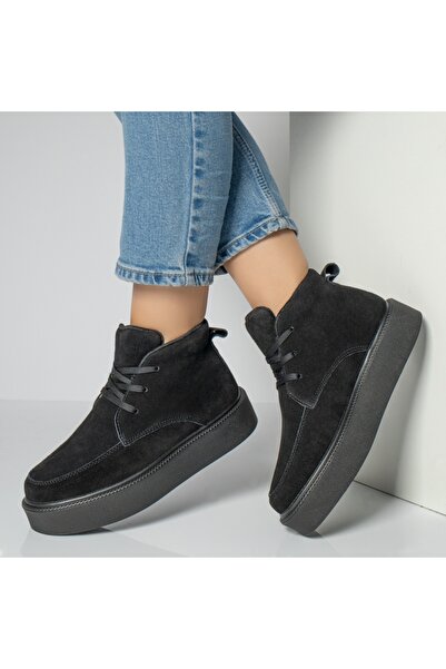 Modlet.ro Women's black suede leather sports boots MOD12218