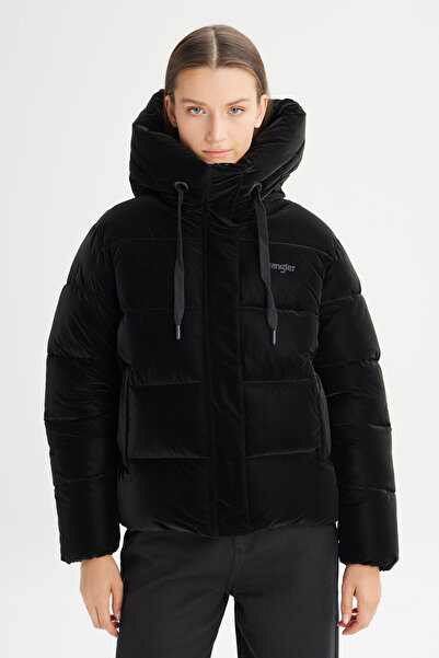 WRANGLER Regular Fit Normal Kesim Dik Yaka Kapüşonlu Siyah Şişme Mont