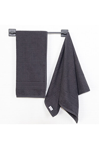 TEOHOMELİNENS Quadruple Jacquard Bath Towel, 70X140 Cm, Stylish Geometric Pattern, 20/ Ring Karde, 600 Gsm- Anthracite