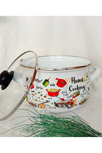 EBRULİEMAYE Home Cooking Enamel Pot 4 Liters 22 cm Diameter Milk Yogurt Soup Pot