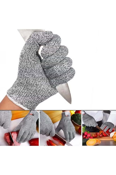 Cady One Pair of cut-resistant safety gloves suitable for kitchen use, gray color