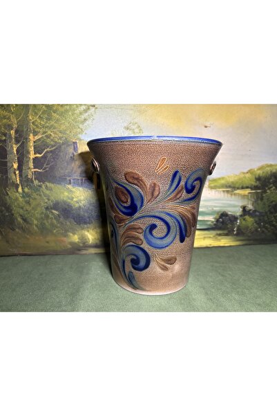 tayfuntufan antika koleksiyon Avrupa seramik saksı - vazo 20 cm boyunda 18 cm çapında