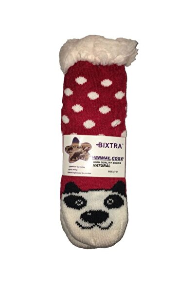 Inkastyl Sosete termice rosii antiderapante Teddy-fleece Catel, marime 27/31