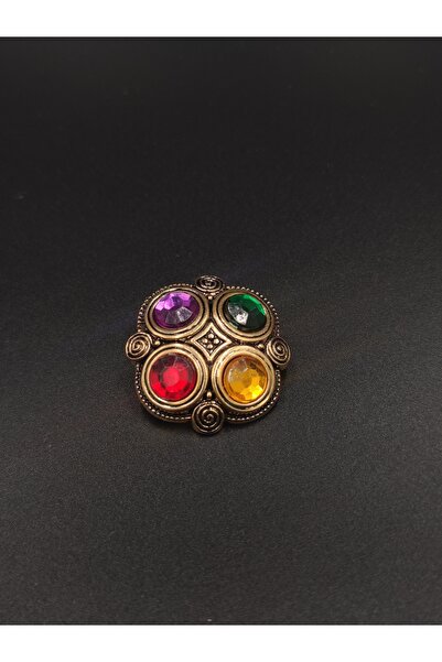 NESGO MODA Antique Yellow Special Design Accessory with Colored Stones 38.1 mm