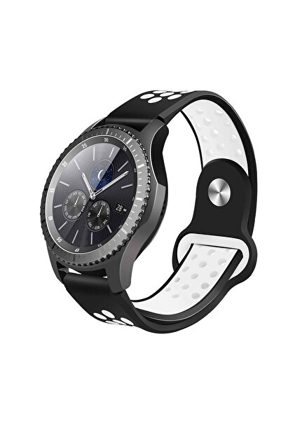 Edman Curea sport din silicon compatibilă cu Samsung Gear S3, telescoape cu eliberare rapidă, 22 mm, negru/alb