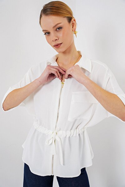 Hiccup Cămașă BDART cu guler cu nasturi și fermoar țesut