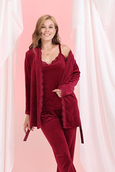 Elit Set de pijamale din catifea din 3 piese pentru femei Set de poftă